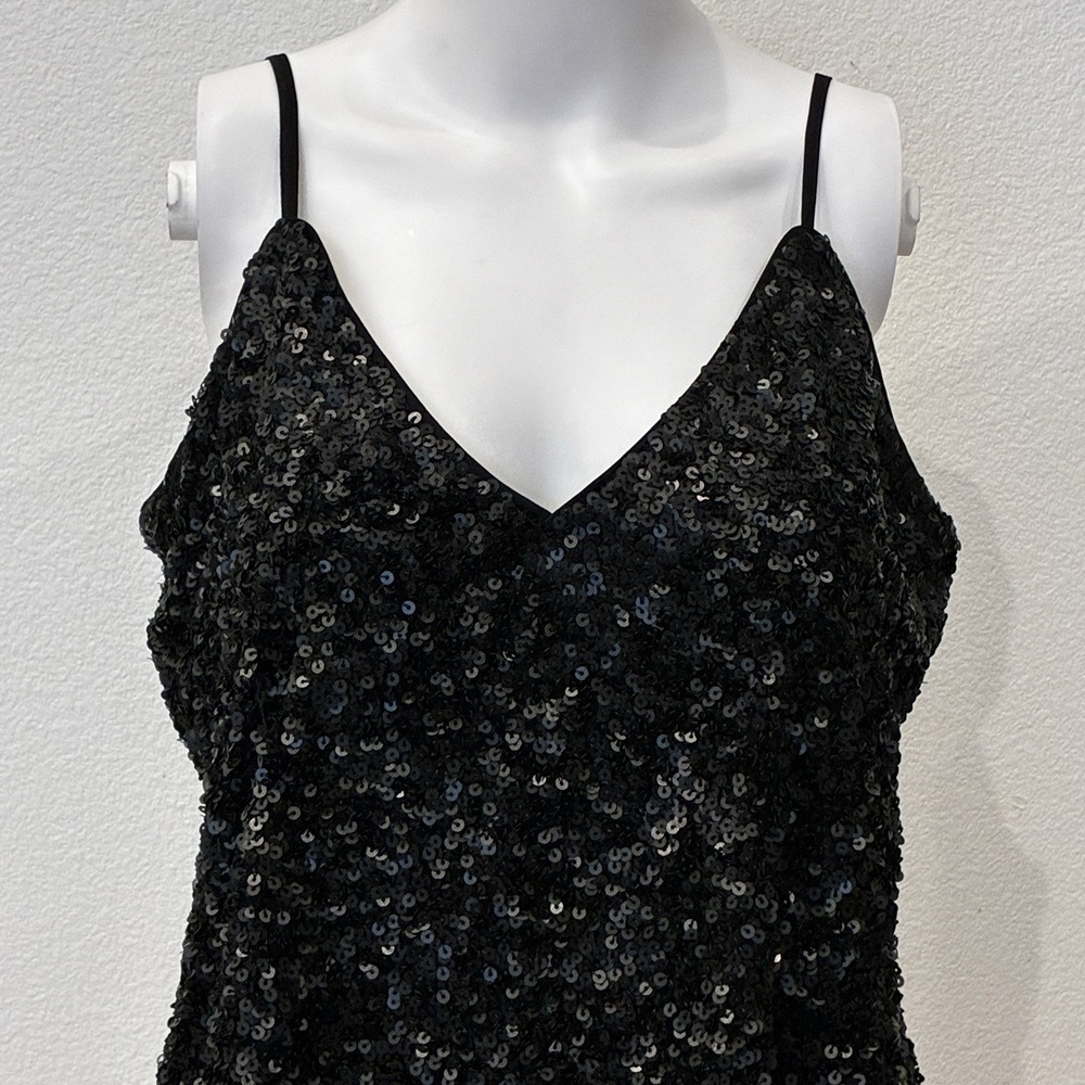 BARDOT Black Sequin Cocktail Glam Cami Sleeveless Top Size 10/L Party Event - Picture 2 of 11